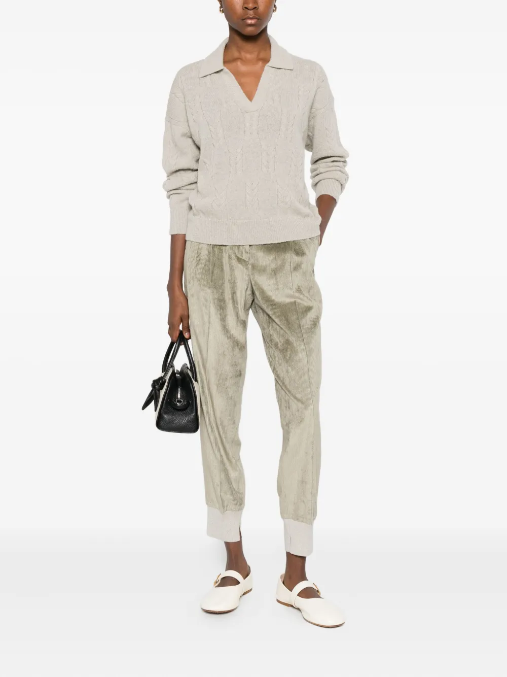 Peserico Cable-knit V-neck Sweater In Multi