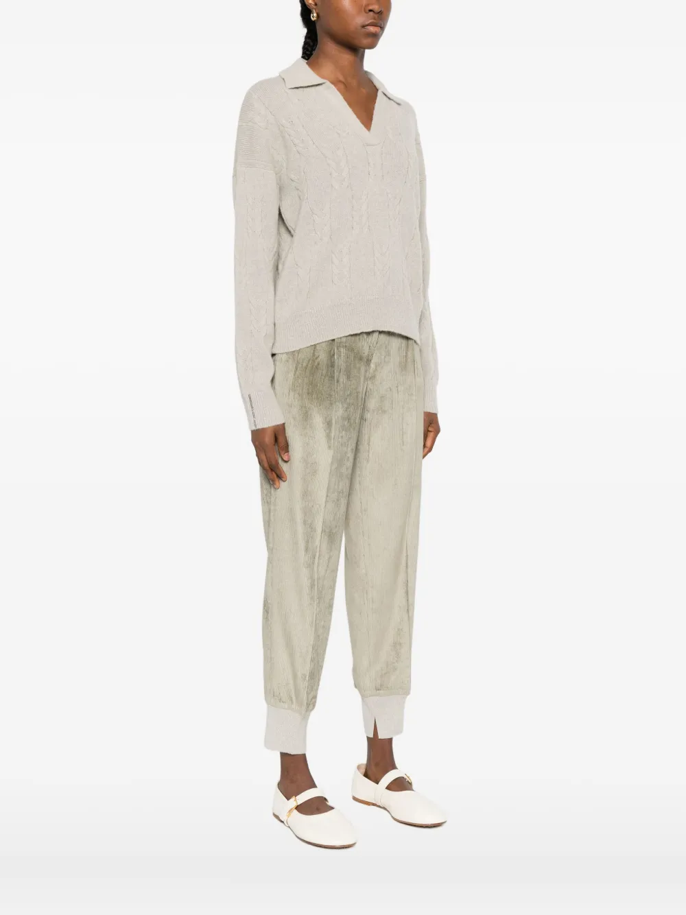 Peserico Cable-knit V-neck Sweater In Multi