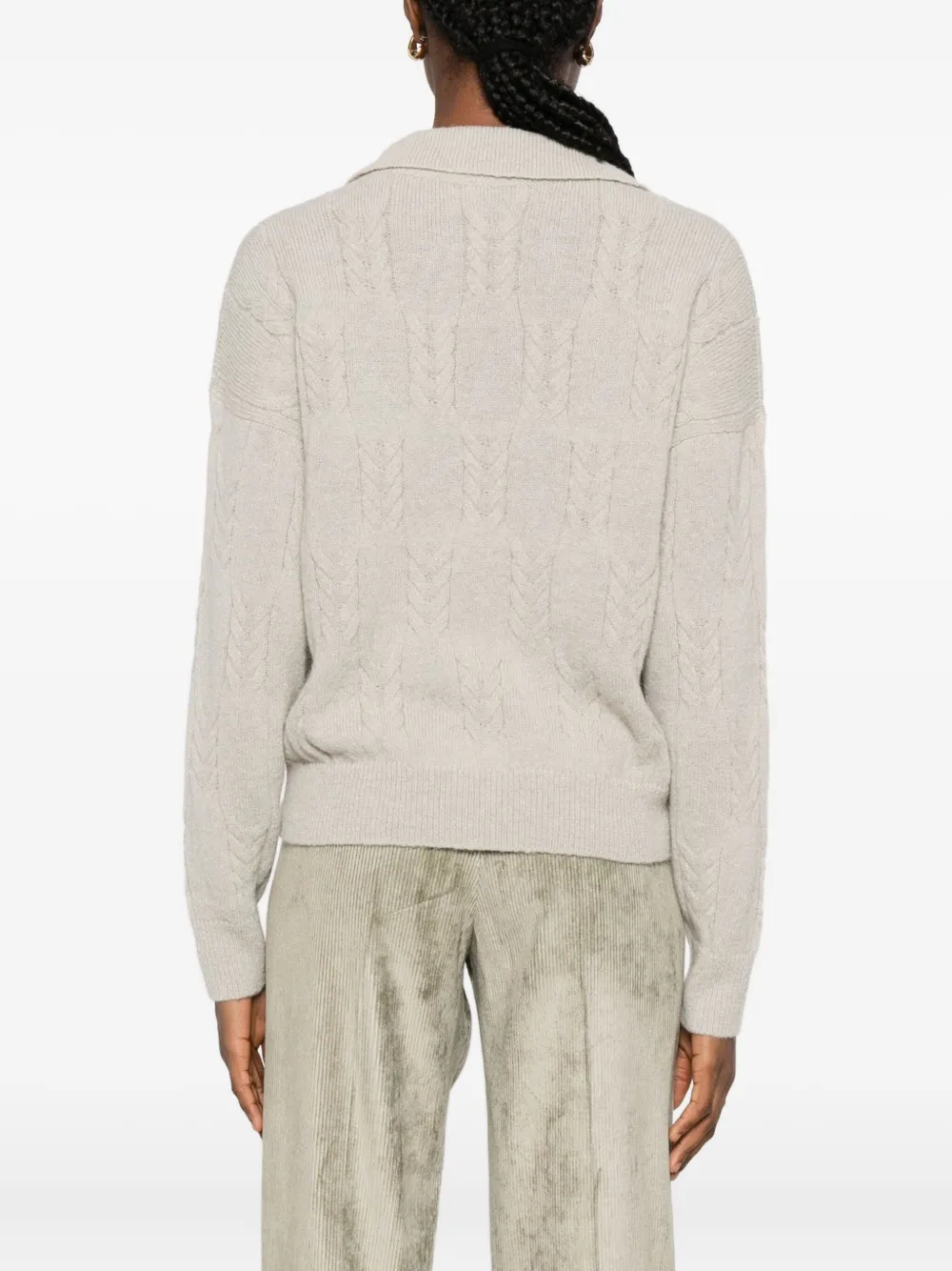 Peserico Cable-knit V-neck Sweater In Multi