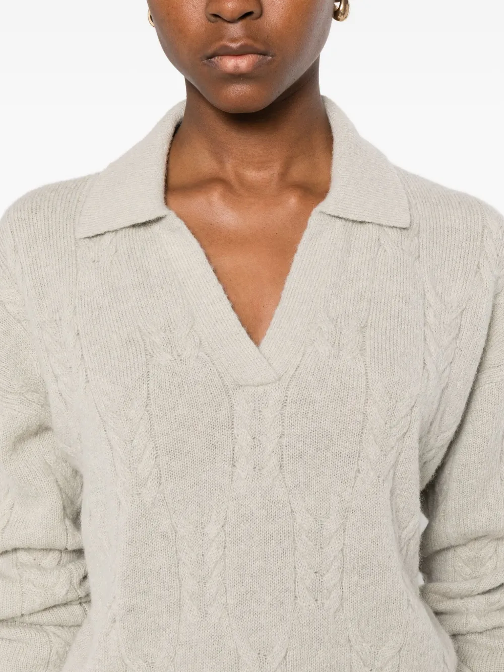 Peserico Cable-knit V-neck Sweater In Multi