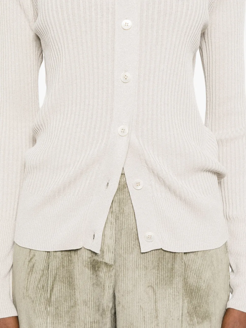 Peserico Ribgebreide top met knopen Beige