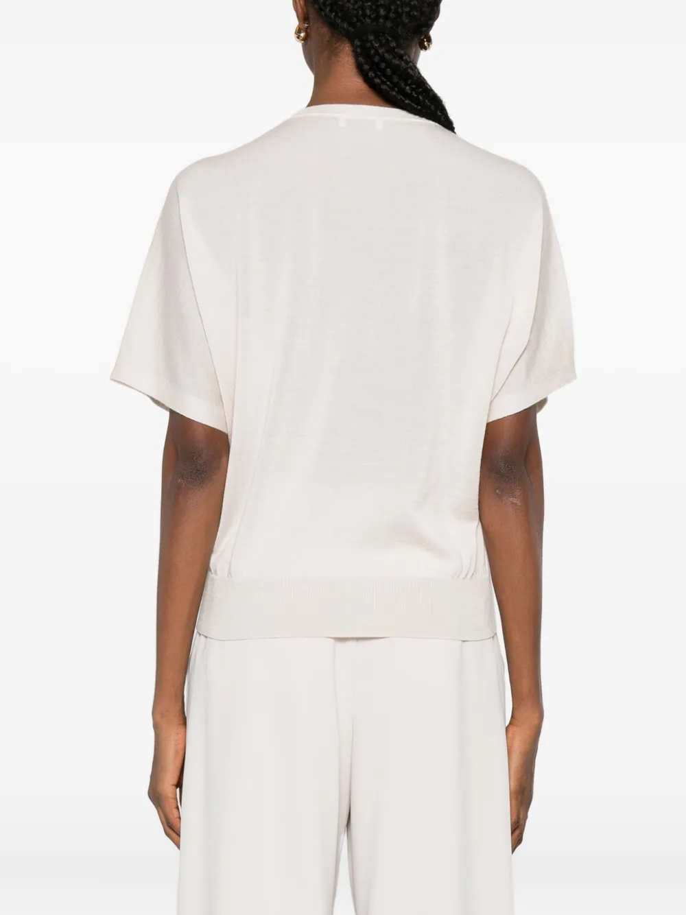 Peserico Fine-knit Short-sleeve Top In Animal Print