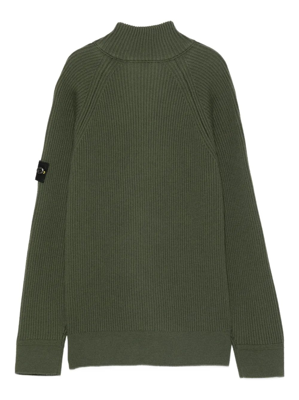 Stone Island Zip-up Ribbed Jacket In Green