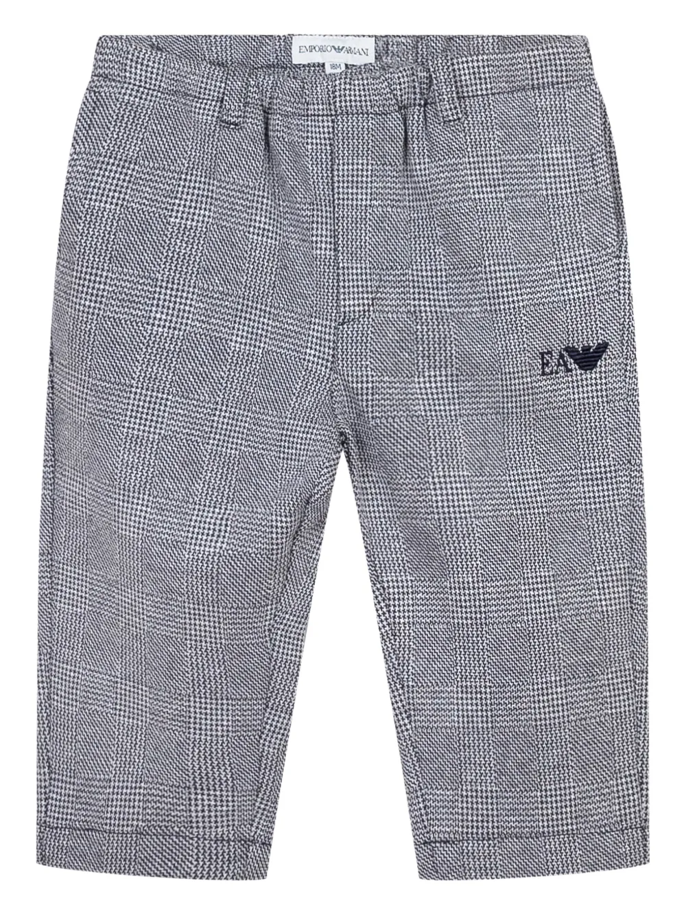 Emporio Armani Kids logo-embroidered checked trousers - Grigio