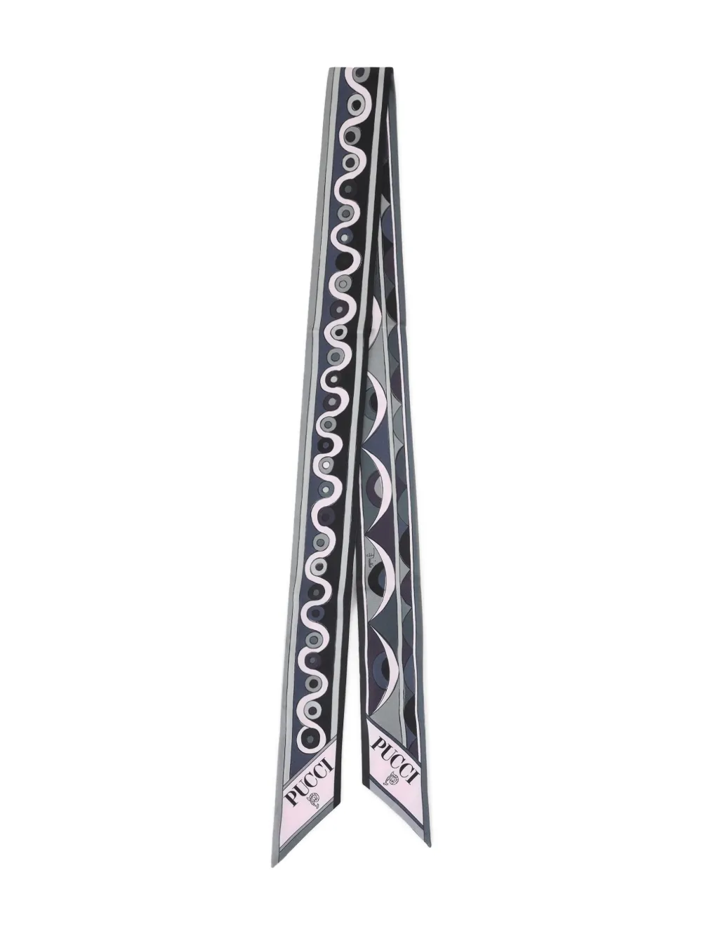 PUCCI وشاح حرير بنقش هندسي | أسود | Image 1
