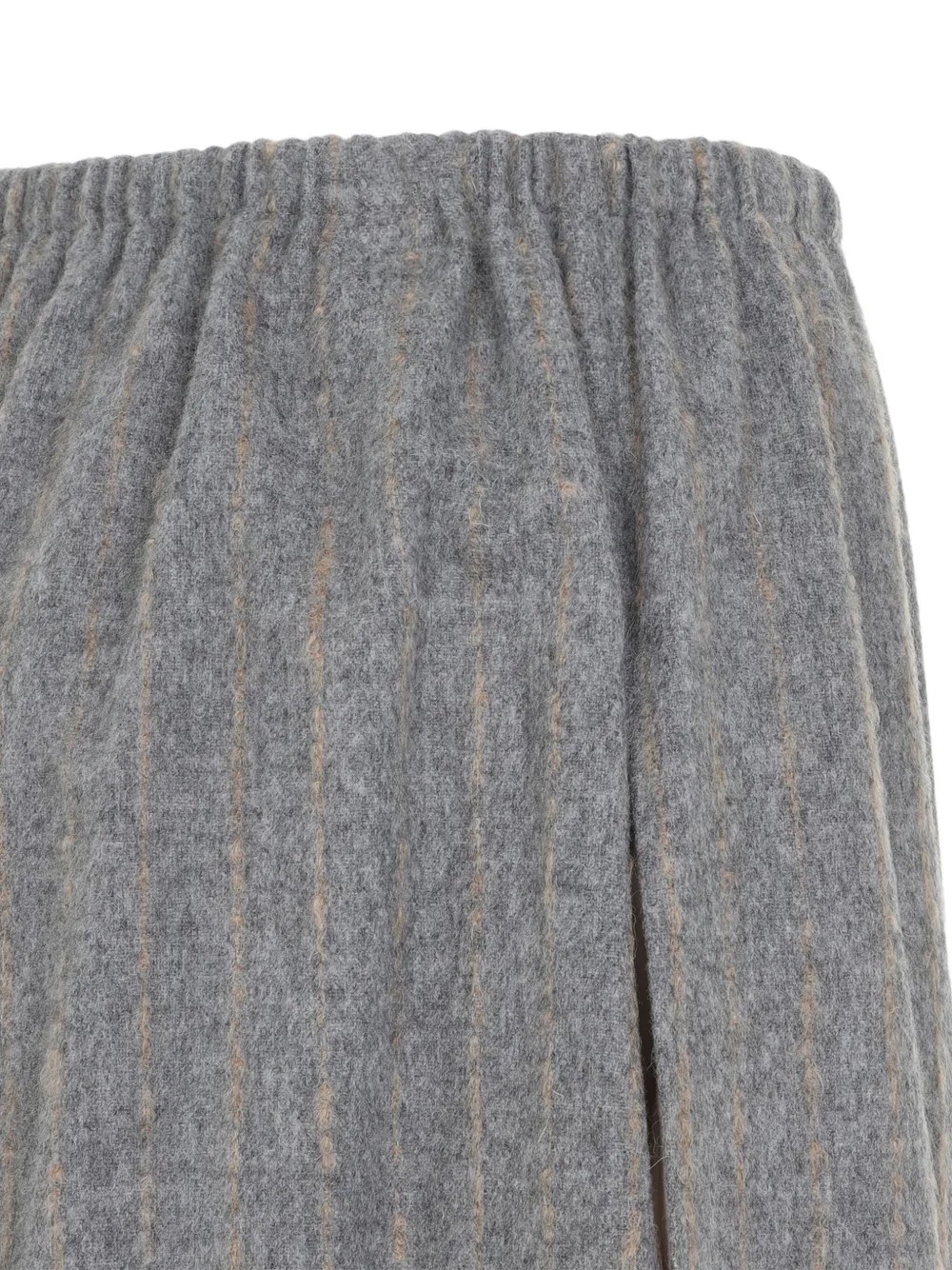 Carven Mid-length Skirt With Textured Fabric And Subtle Stripe Pattern In Silver