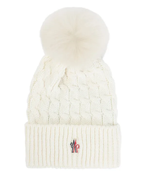 Moncler Grenoble Cable-knit Pom-pom Beanie in White