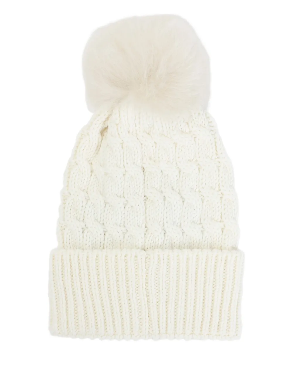 Moncler Grenoble Kabelgebreide muts met pompon - Wit