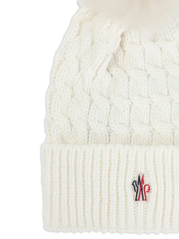 Moncler Grenoble ケーブルニット ポンポン ビーニー | ホワイト 