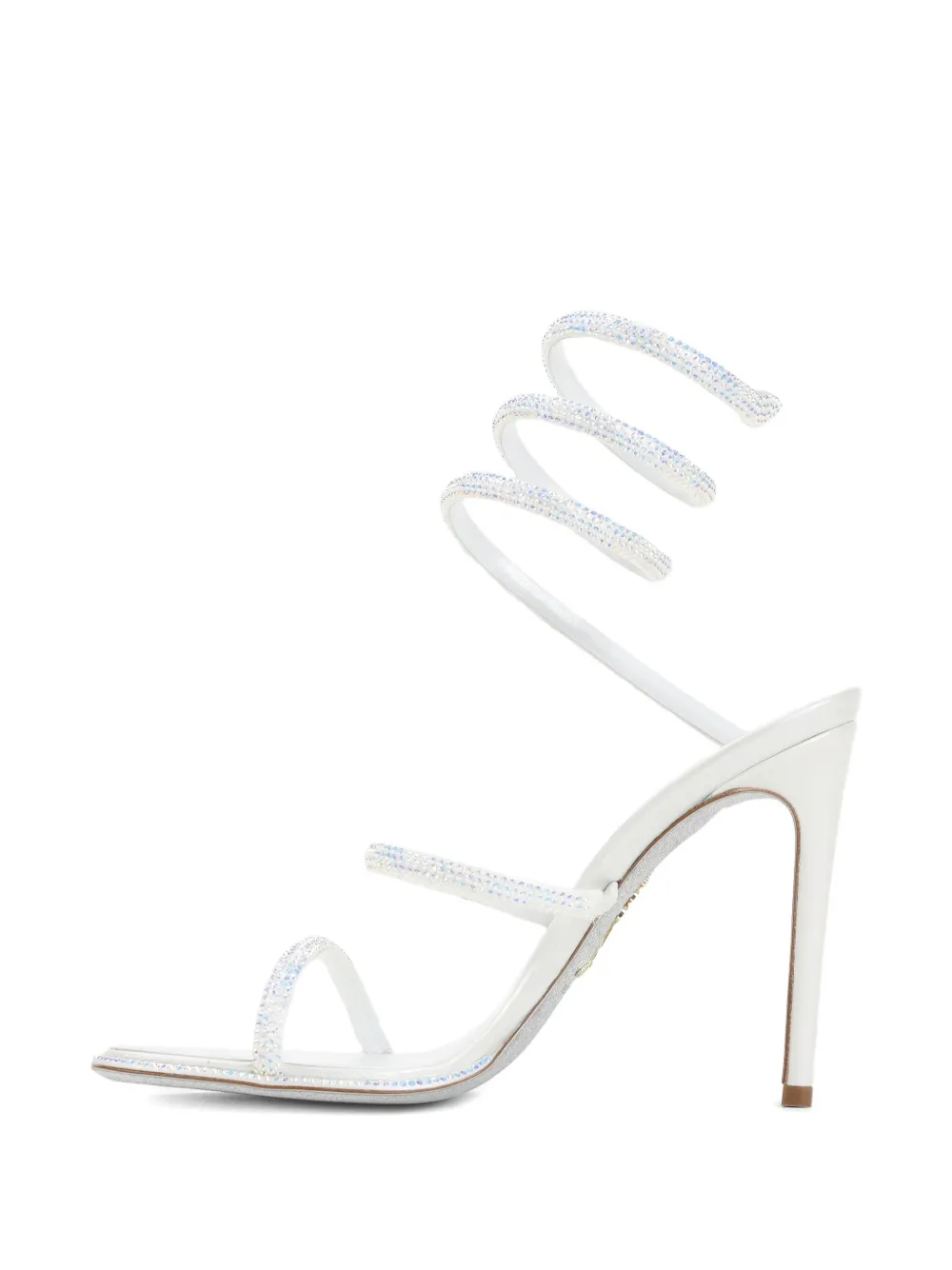 René Caovilla 105mm Cleo spiral-embellished satin sandals White