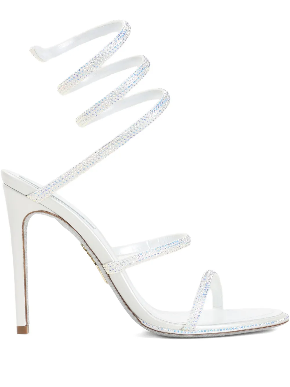 René Caovilla 105mm Cleo spiral-embellished satin sandals White