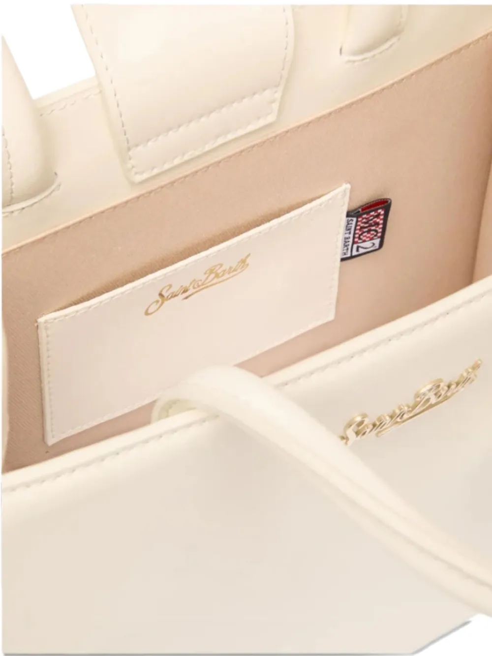 Mc2 Saint Barth Mini Leather Tote Bag In White