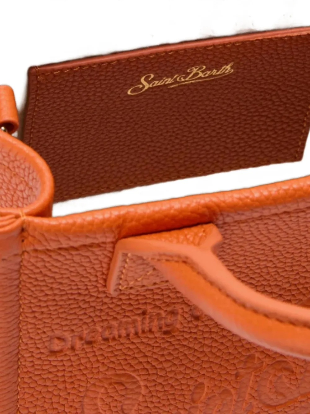 Mc2 Saint Barth Mini Embossed-logo Tote Bag In Orange