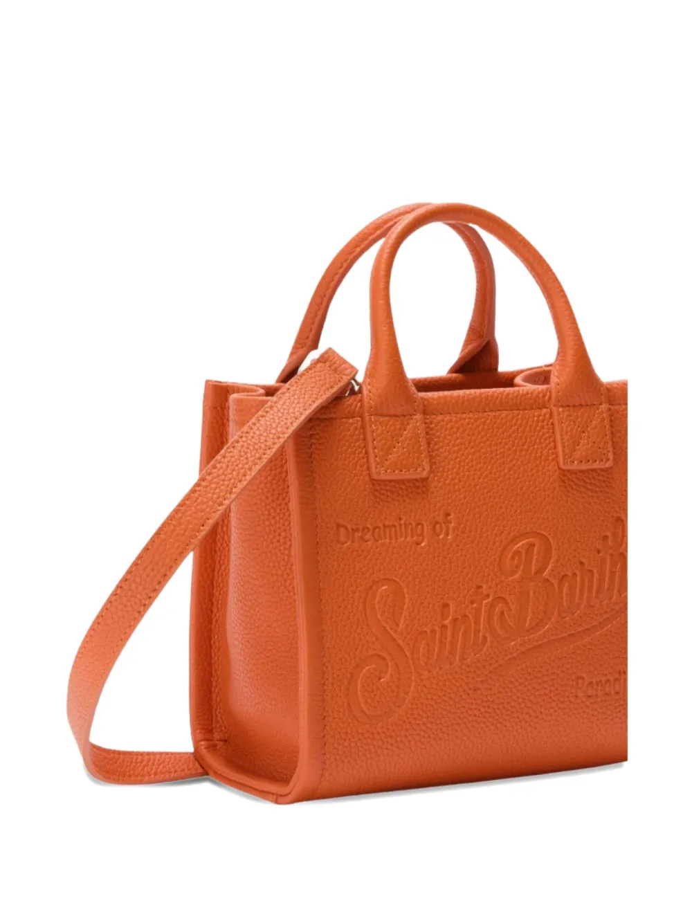 Mc2 Saint Barth Mini Embossed-logo Tote Bag In Orange