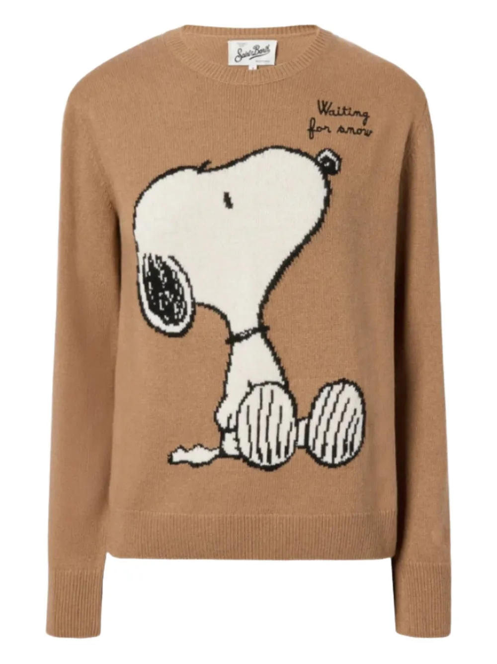 Mc2 Saint Barth X Peanuts Special Edition Cartoon Intarsia Sweater In Brown