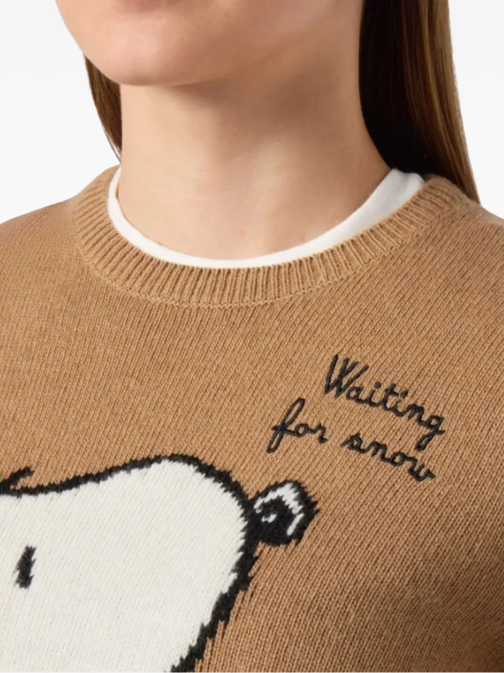 Mc2 Saint Barth X Peanuts Special Edition Cartoon Intarsia Sweater In Brown