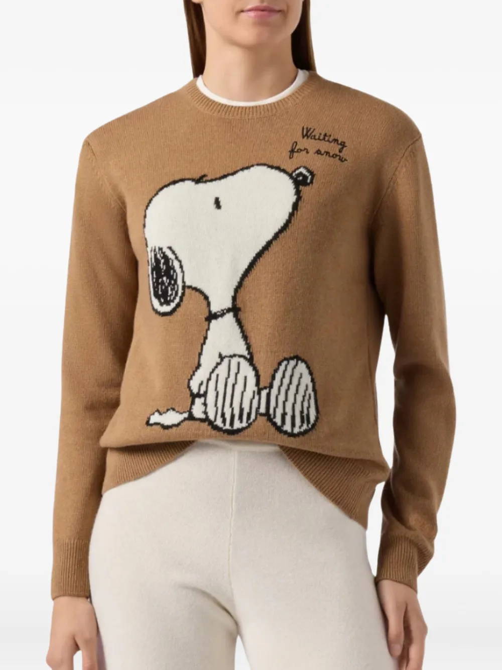 Mc2 Saint Barth X Peanuts Special Edition Cartoon Intarsia Sweater In Brown