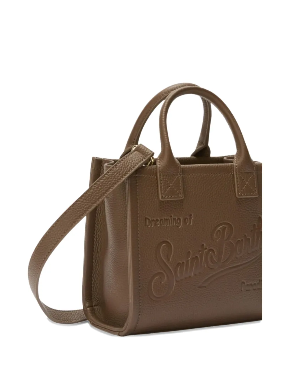 Mc2 Saint Barth Mini Embossed-logo Tote Bag In Brown