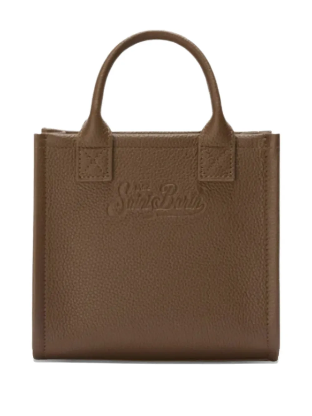 Mc2 Saint Barth Mini Embossed-logo Tote Bag In Brown