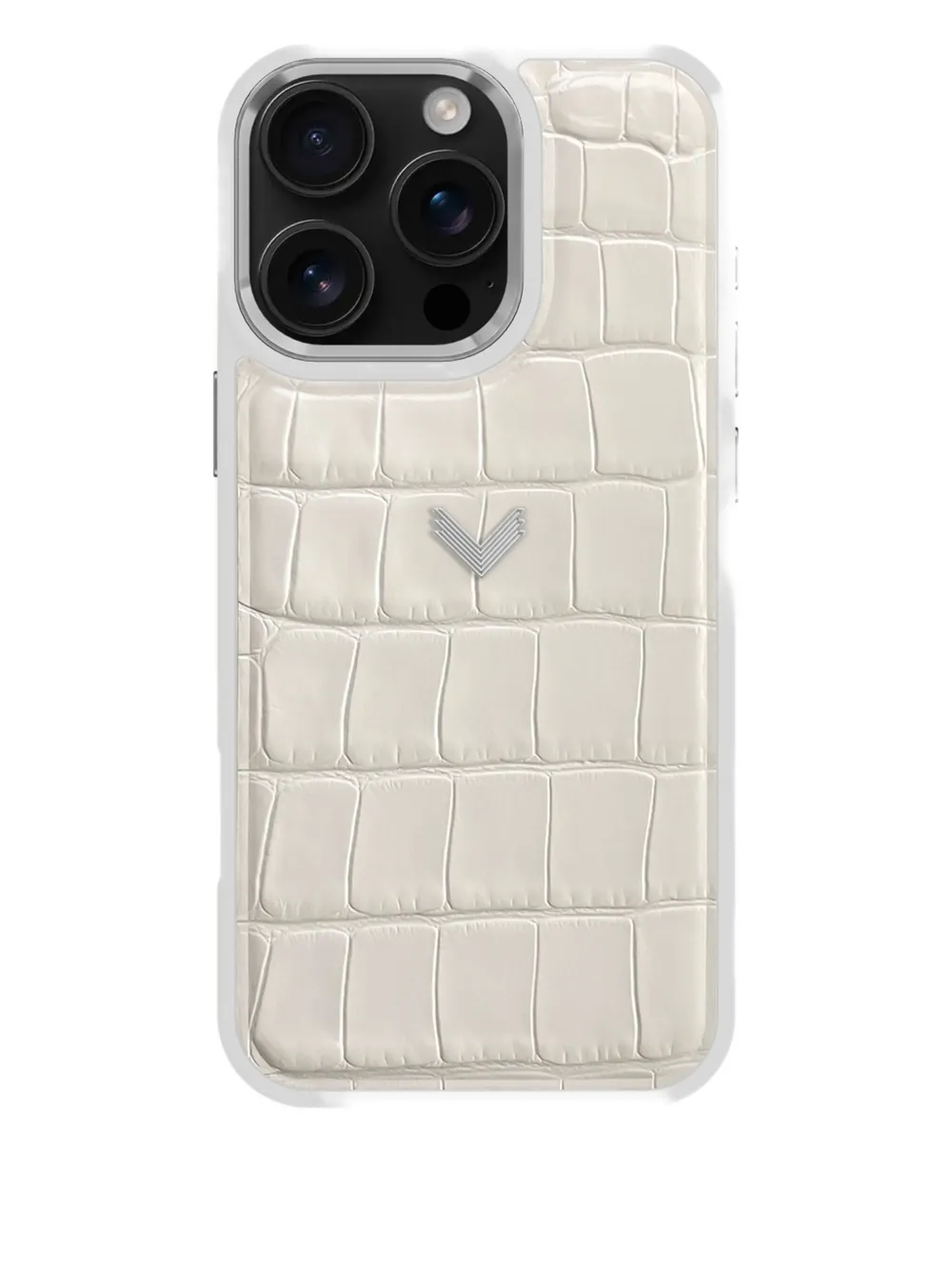 Velante Crocodile-effect Iphone 16 Pro Max Case In White