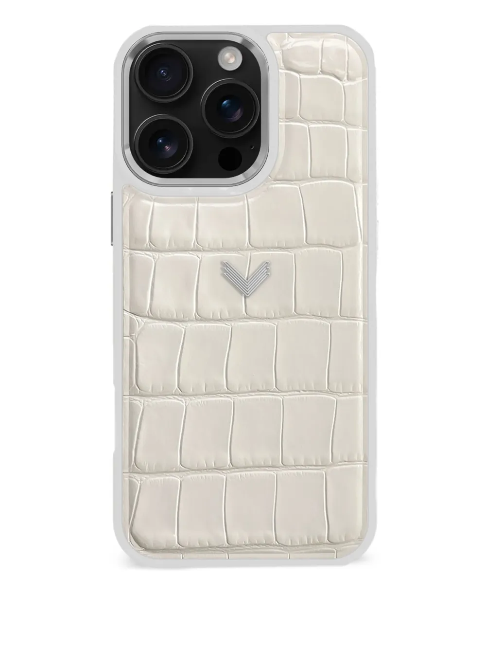 VELANTE crocodile-effect iPhone 16 Pro Max case | White | Image 1