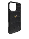 VELANTE crocodile-texture leather iPhone 16 Pro Max phone case - Black