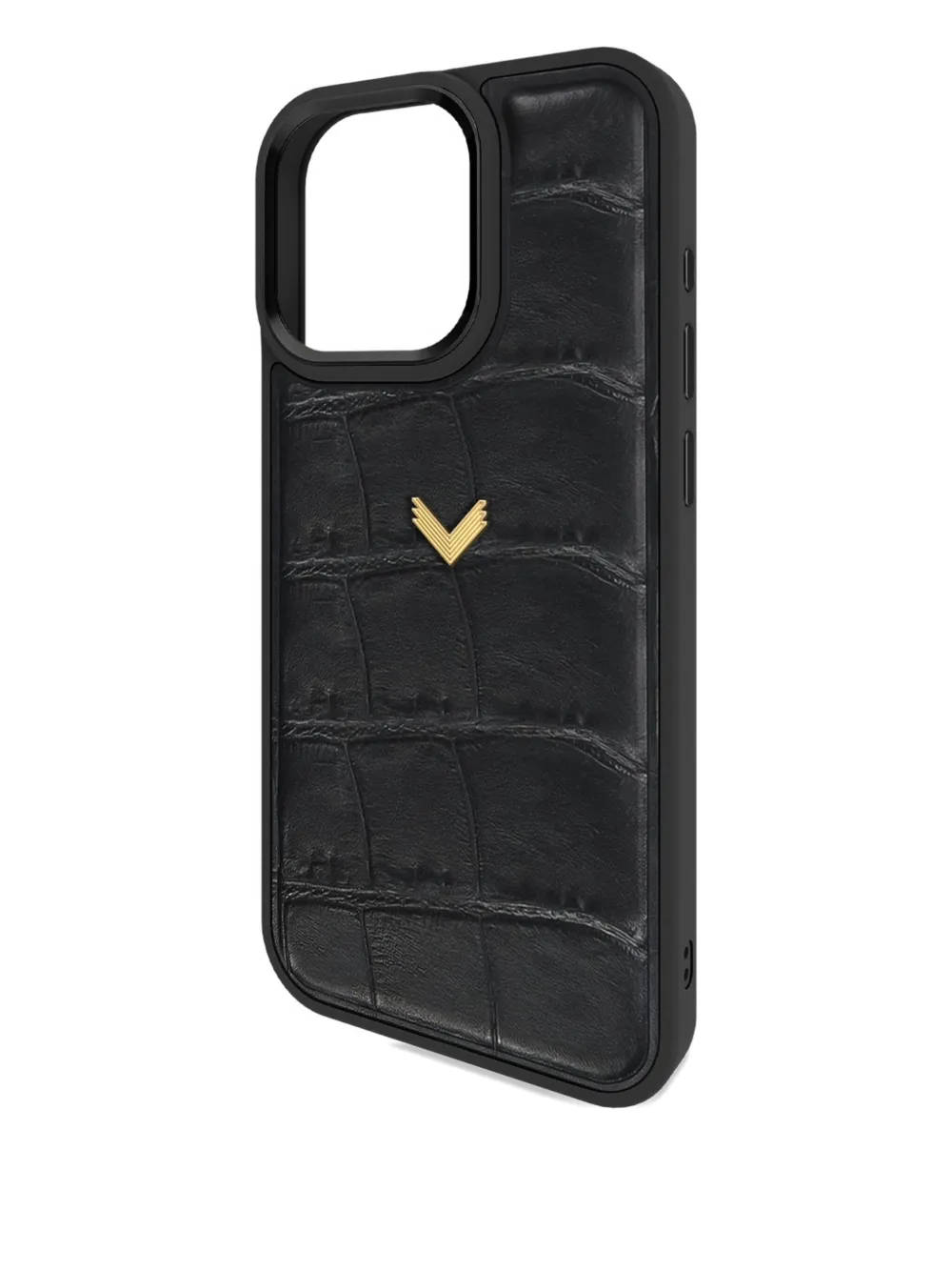 Velante Crocodile-texture Leather Iphone 16 Pro Max Phone Case In Black