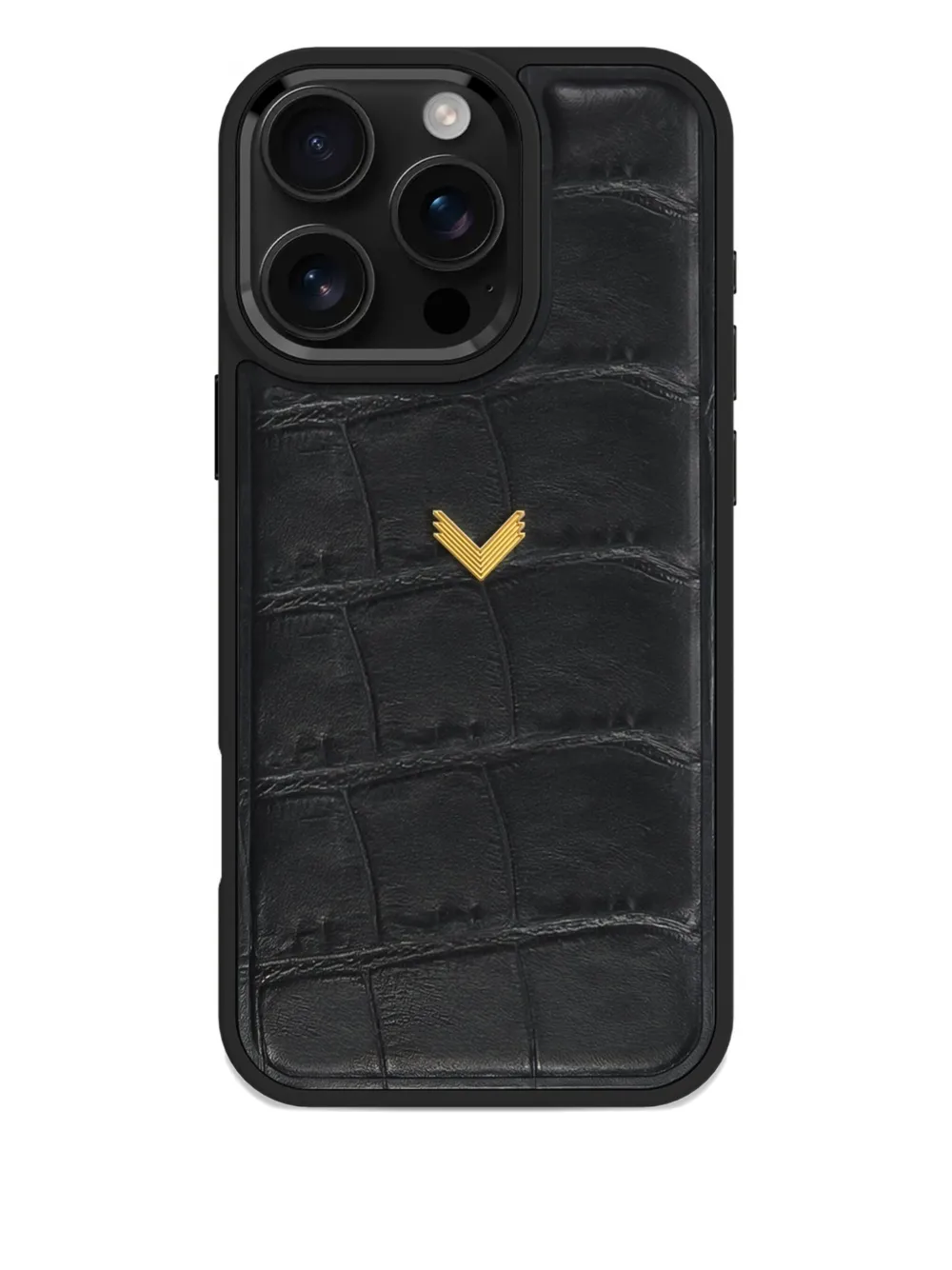 Velante Crocodile-texture Leather Iphone 16 Pro Max Phone Case In Black