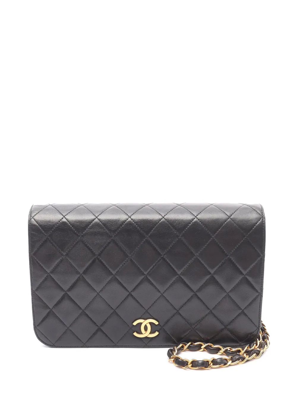 CHANEL Pre-Owned 1991-1994 ココマーク マトラッセ ラムスキン シングルフラップ ショルダーバッグ - ブラック CHANEL Pre-Owned 1991-1994 ココマーク マトラッセ ラムスキン シングルフラップ ショルダーバッグ - ブラック