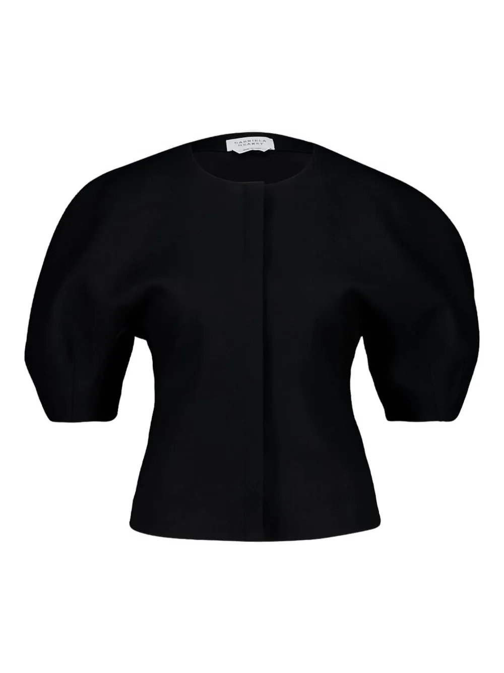 Gabriela Hearst Womens Black Waverly Balloon-short-sleeves Wool Top In Black