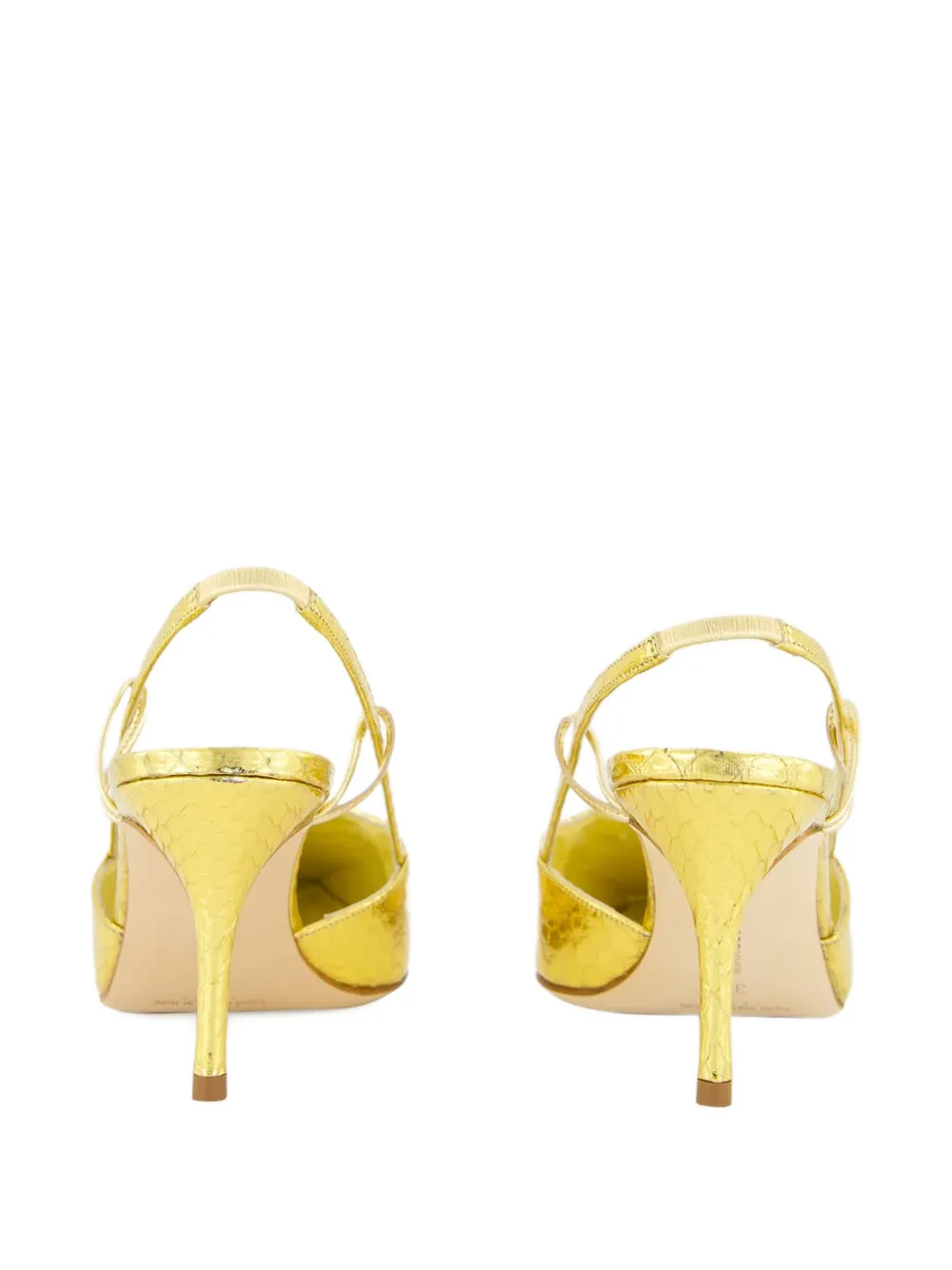 Manolo Blahnik Touki 70 Metallic Elaphe Slingback Pumps In Gold