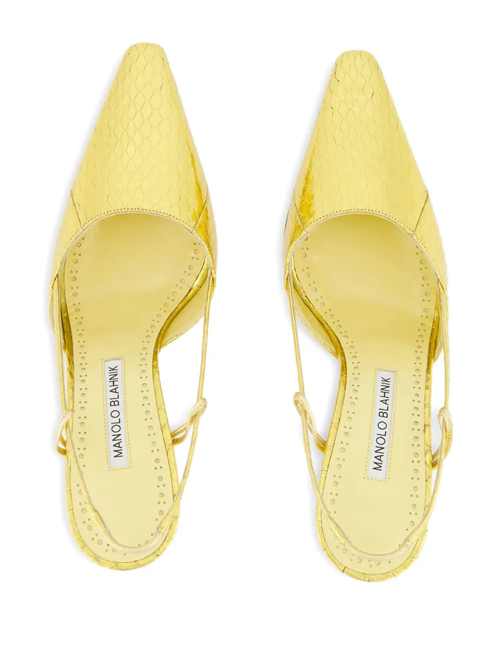 Manolo Blahnik Touki 70 Metallic Elaphe Slingback Pumps In Gold