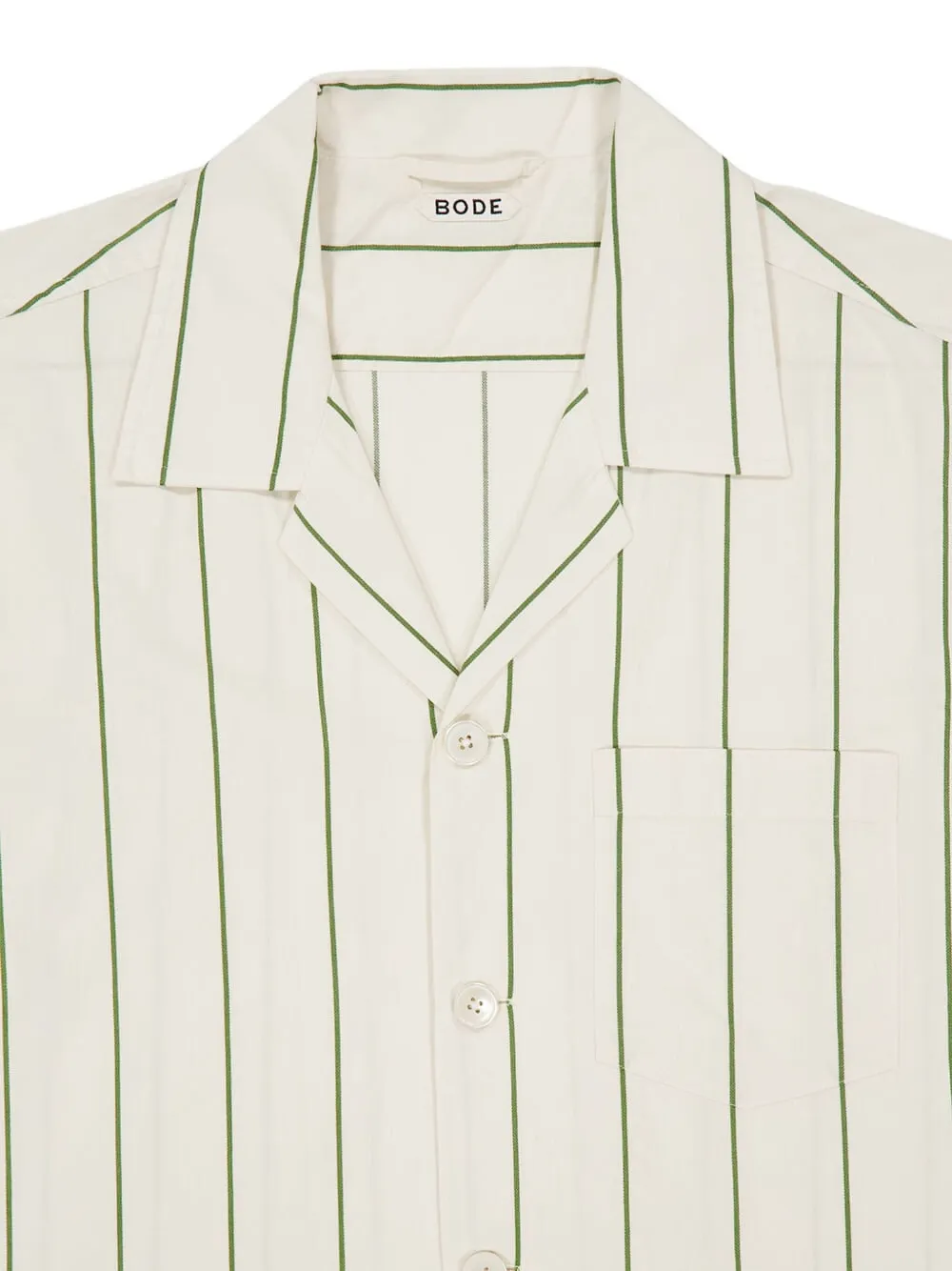 BODE Celery gestreept overhemd met korte mouwen Beige