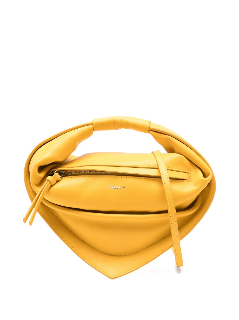 Federico Cina Leather Zip Tote Bag In Yellow