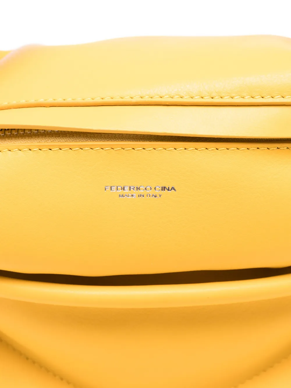 Federico Cina Leather Zip Tote Bag In Yellow