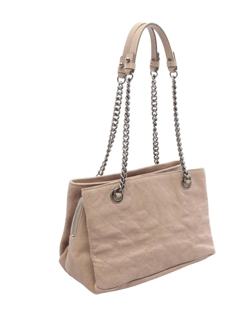 Pre-owned Chanel 2011 Cc Stitched Caviar Chain Tote Bag In Brown