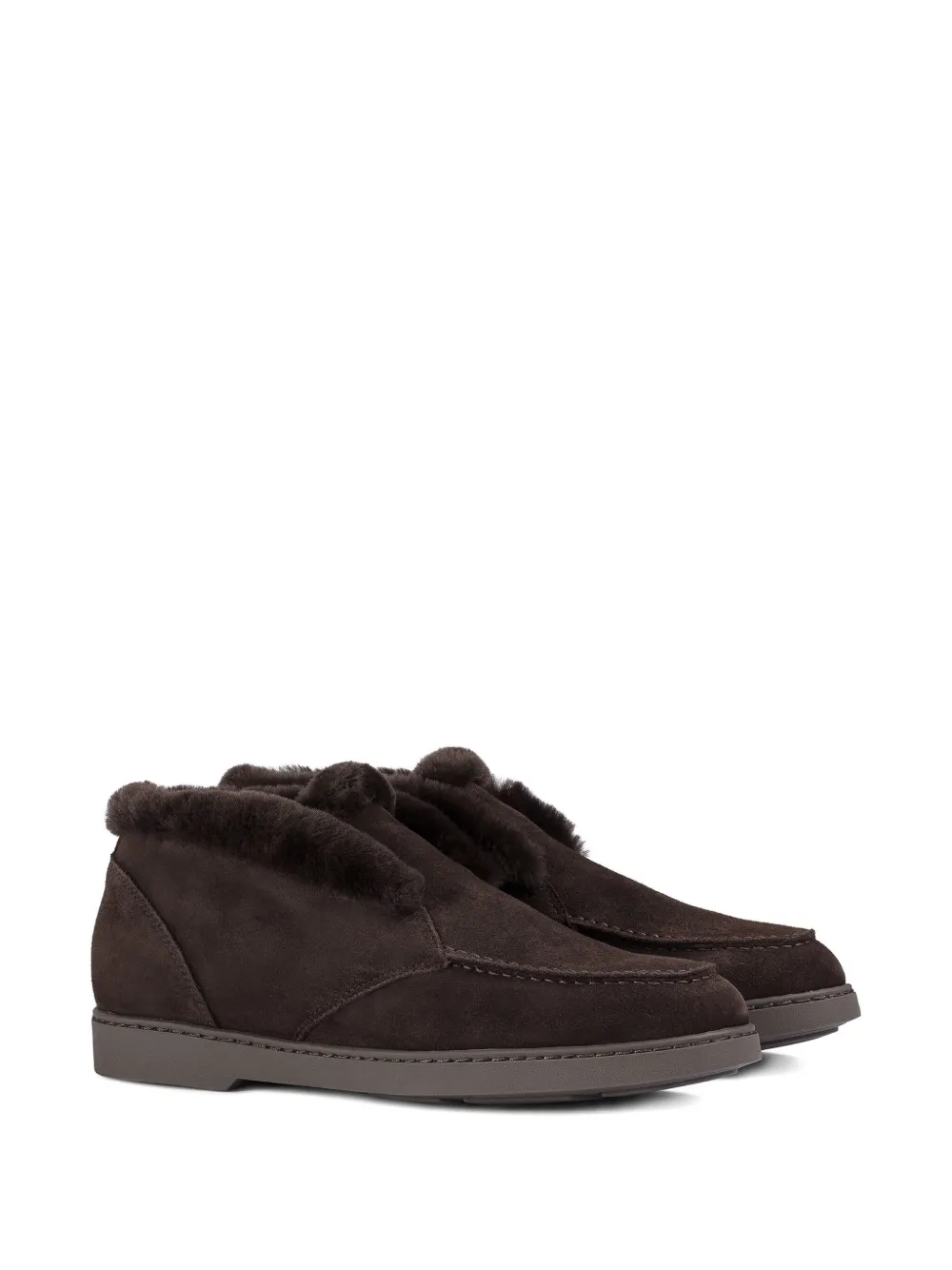 Doucal's shearling-trim suede ankle boots Bruin