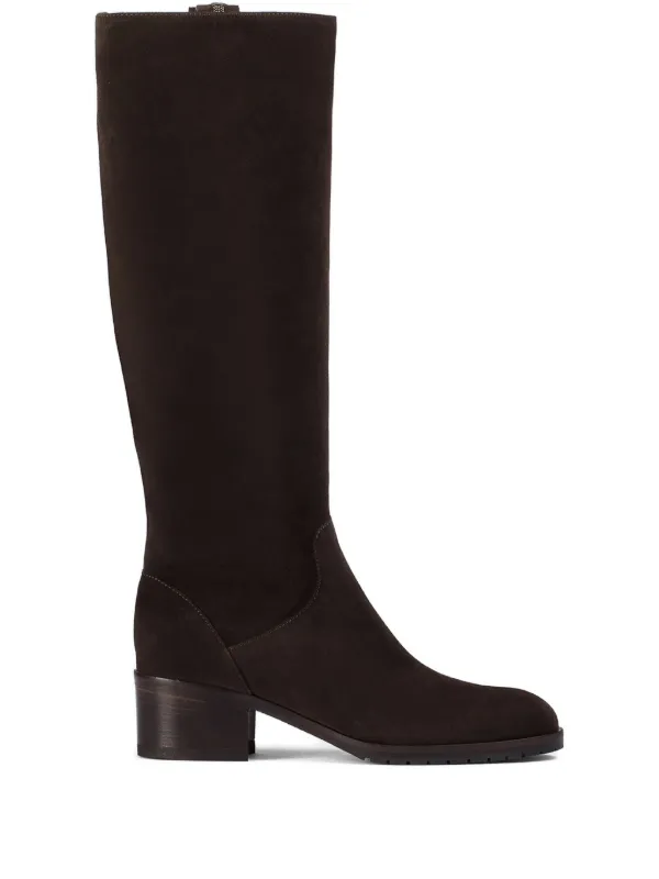 Doucal's Block-heel Suede Boots in Brown