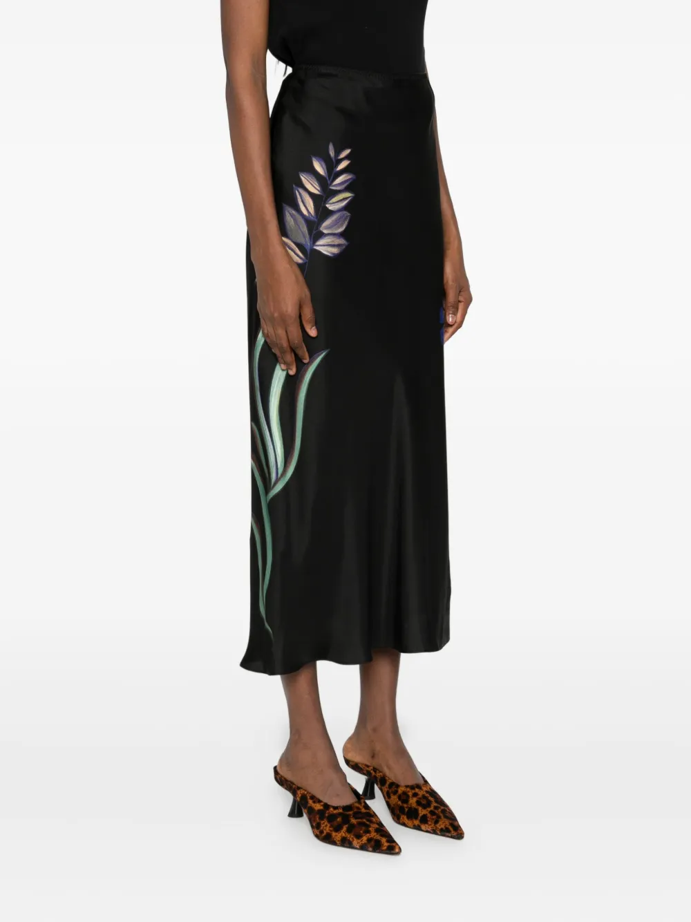 Dorothee Schumacher Seductive Bloom Midi Skirt In Black