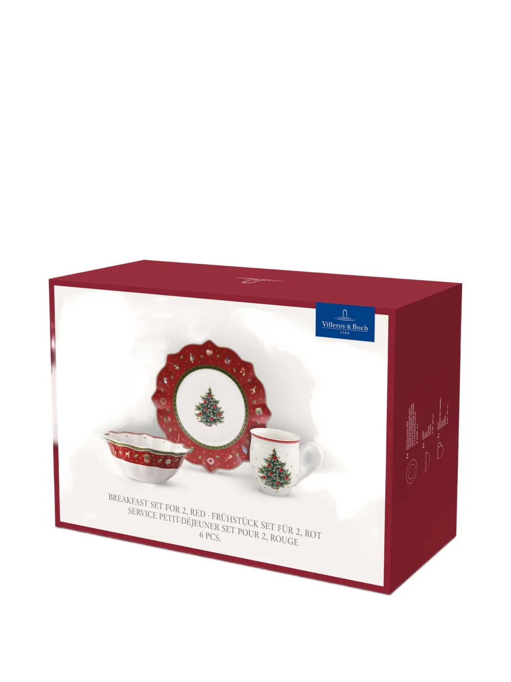 Villeroy & Boch Christmas Ruffled-edge Breakfast Set In Red