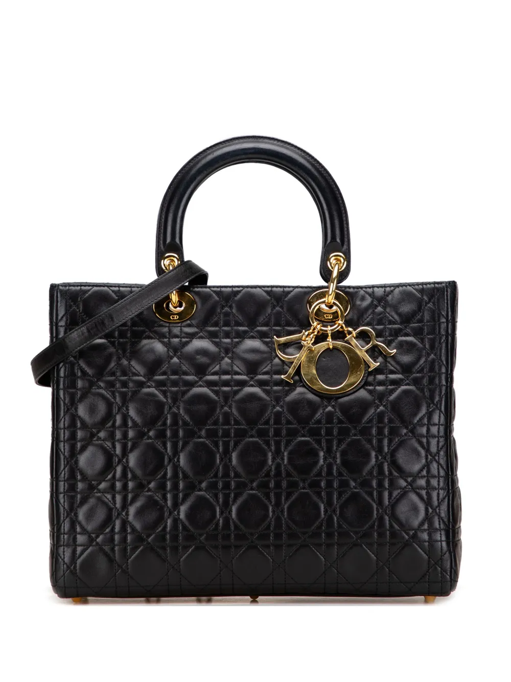Christian Dior Pre-Owned 1997 ラージ ラムスキン カナージュ レディ ディオール サッチェルバッグ - Christian Dior Pre-Owned 1997 ラージ ラムスキン カナージュ レディ ディオール サッチェルバッグ -