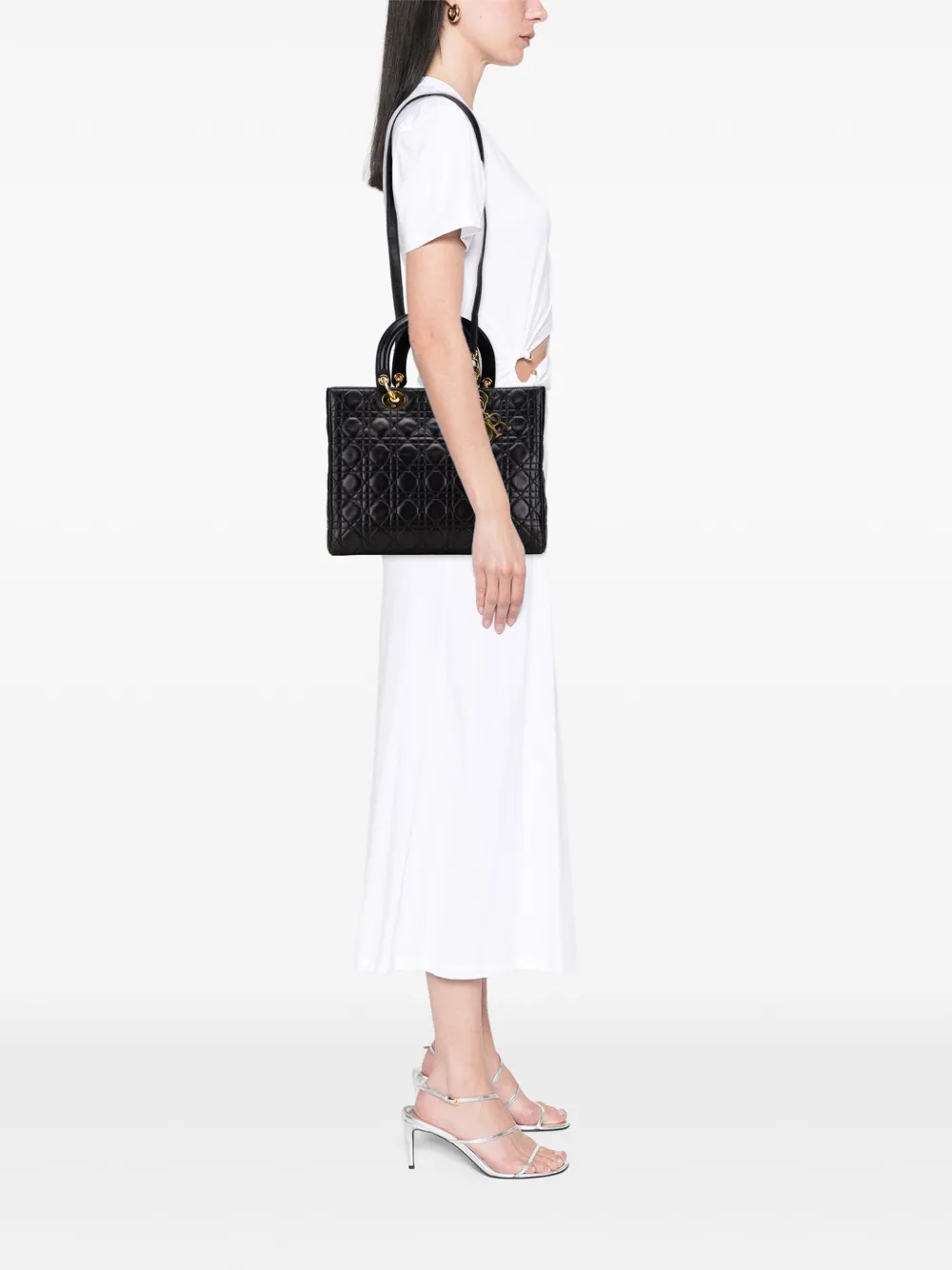 Christian Dior Pre-Owned شنطة 'كاناج لادي ديور' جلد الحمل كبيرة بحمالة كتف 1997 | كلاسيكيات | Image 2