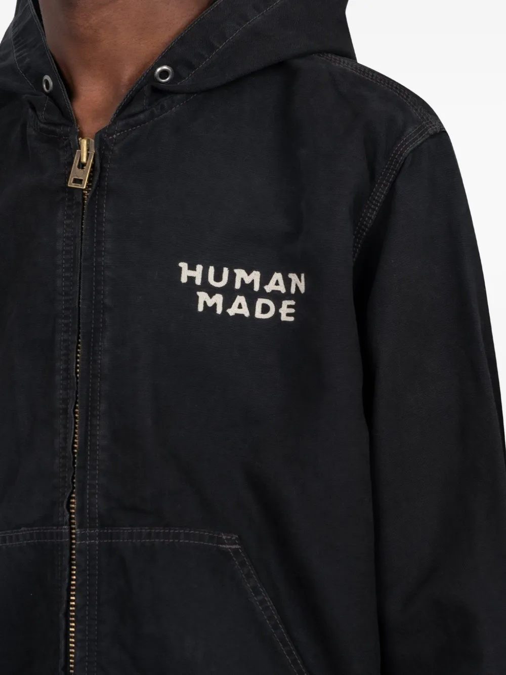 Human Made Hooded Zip-up Jacket In Black