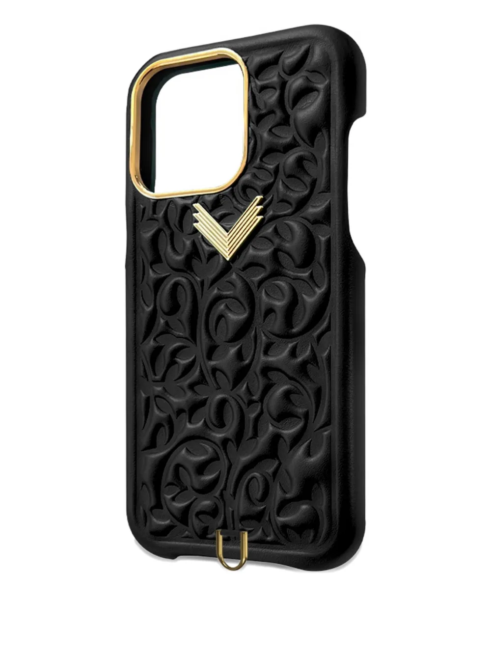 Velante Embossed Leather Iphone 16 Pro Max Phone Case In Black