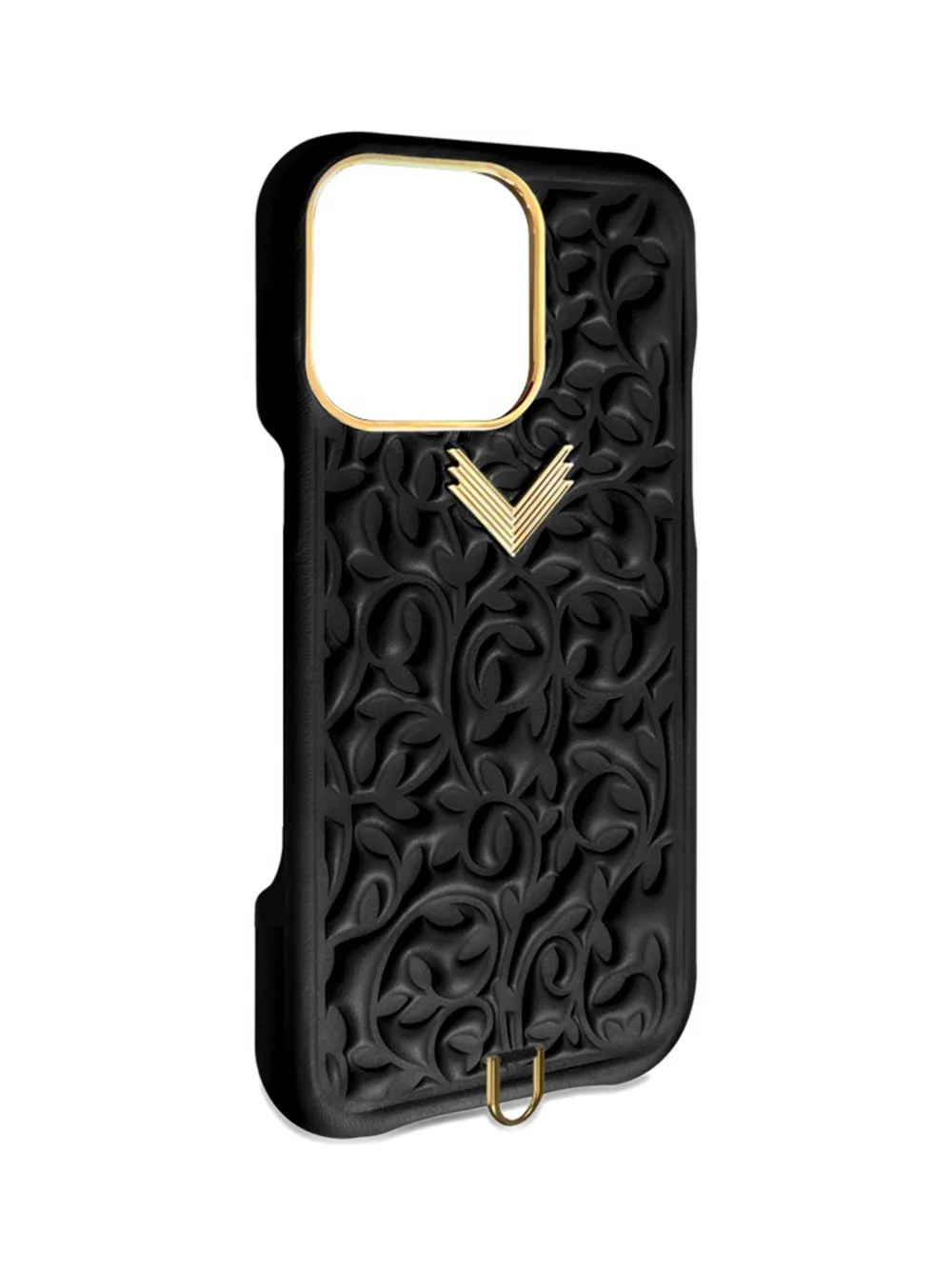 Velante Embossed Leather Iphone 16 Pro Max Phone Case In Black
