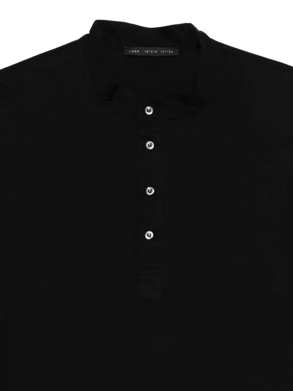 Low Brand Button-placket Henley Top In Black