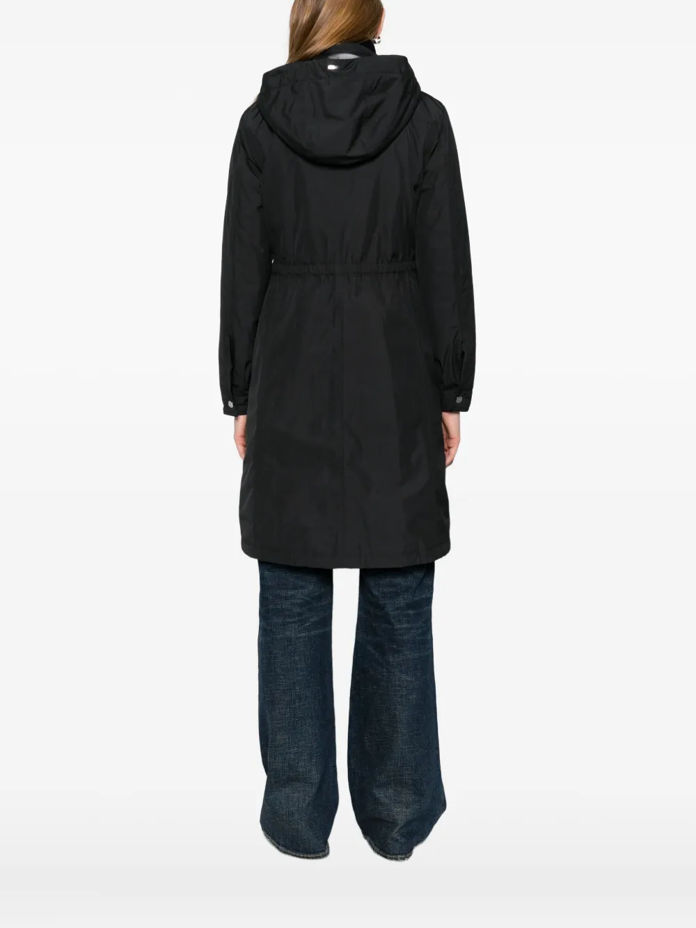 Herno Hooded Drawstring Coat In Black