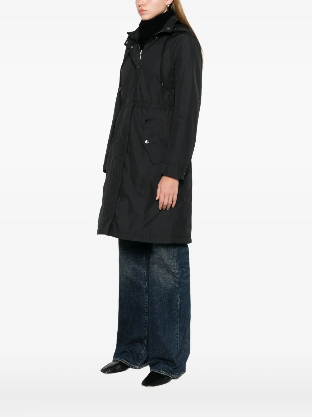 Herno Hooded Drawstring Coat In Black