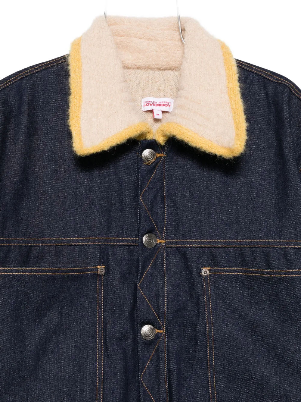 Charles Jeffrey Loverboy Knitted-collar Jacket In Blue