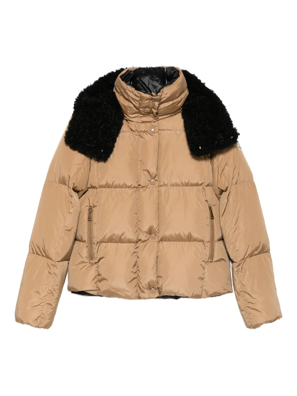 Moncler faux-fur collar zip-up coat - ニュートラル Moncler faux-fur collar zip-up coat - ニュートラル
